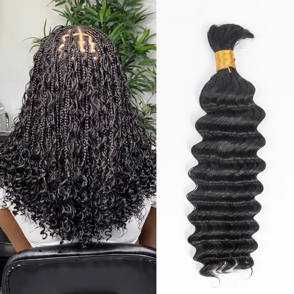Hot Selling Human Hair Extensions 100% Natural Color 100 Grams 10-32Inch for Wholesale Deep Wave Bulk Human Braiding Hair