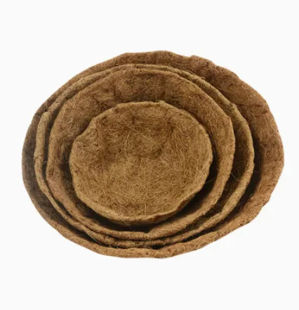 Diverse Shaped & Sized Coir Flower Basket Mat Coconut Husk Fiber Pot Liner with Drainage Garden Application Flower Pad