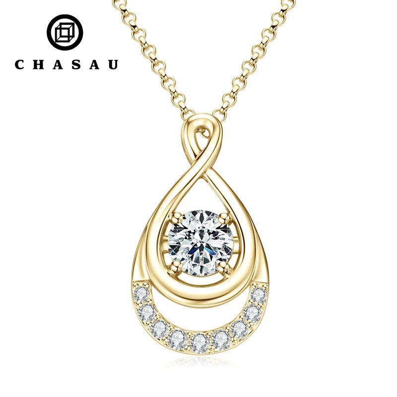 Luxurious Jewelry 925 Sterling Silver Necklaces 6.5mm 1.0 Carat Moissanite Waterdrop Infinity Pendant Necklace for Women