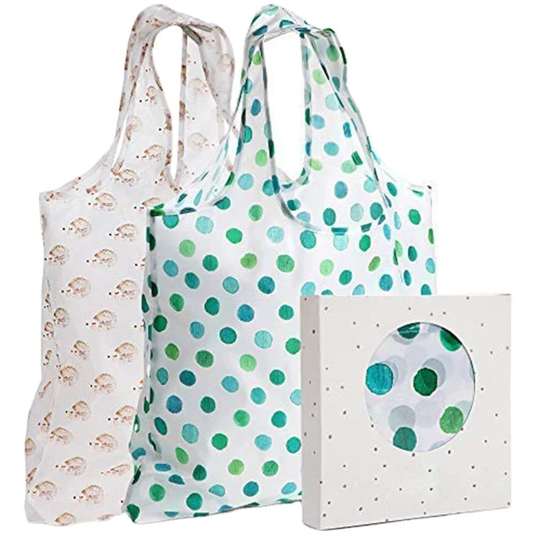 Large Custom Logo Reusable Grocery Shopping Tote Bag Eco-Friendly Foldable Polyester Design with Custom Logo