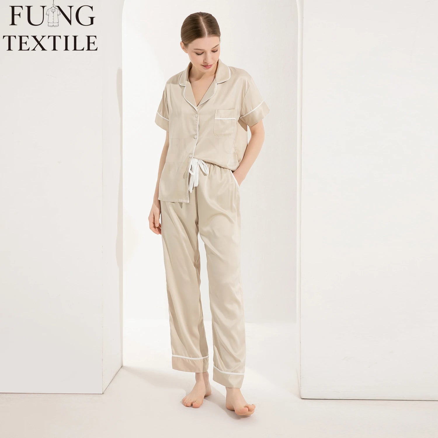 FUNG 6028 In Stock Satin Bridesmaid Pajama Set Wholesale Custom Wedding Party Loungewear