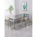 Modern 4-Seater and 6-Seater Stainless Steel Table Chair Set for University Canteen Fast Food Restaurant or Farmhouse Dining