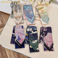 Elegant Vintage Scarf 90cm Long Hair Ribbon Hairband Bag Decoration Girls Women Printed Scarves