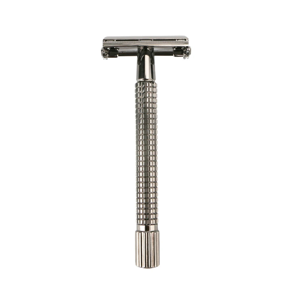 Metal Classic Manual Butterfly Open Double Edge Safety Razor Shaving Razor with Long Brass Handle