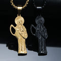 Duyizhao European and American Punk Retro Scythe Death Holy Light Skull Stainless Steel Pendant Necklace Jewelry