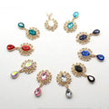 New Arrival 3D Gold Bottom Flower Disk Drop Shape Alloy Rhinestones Loose Sew-on Glass Material