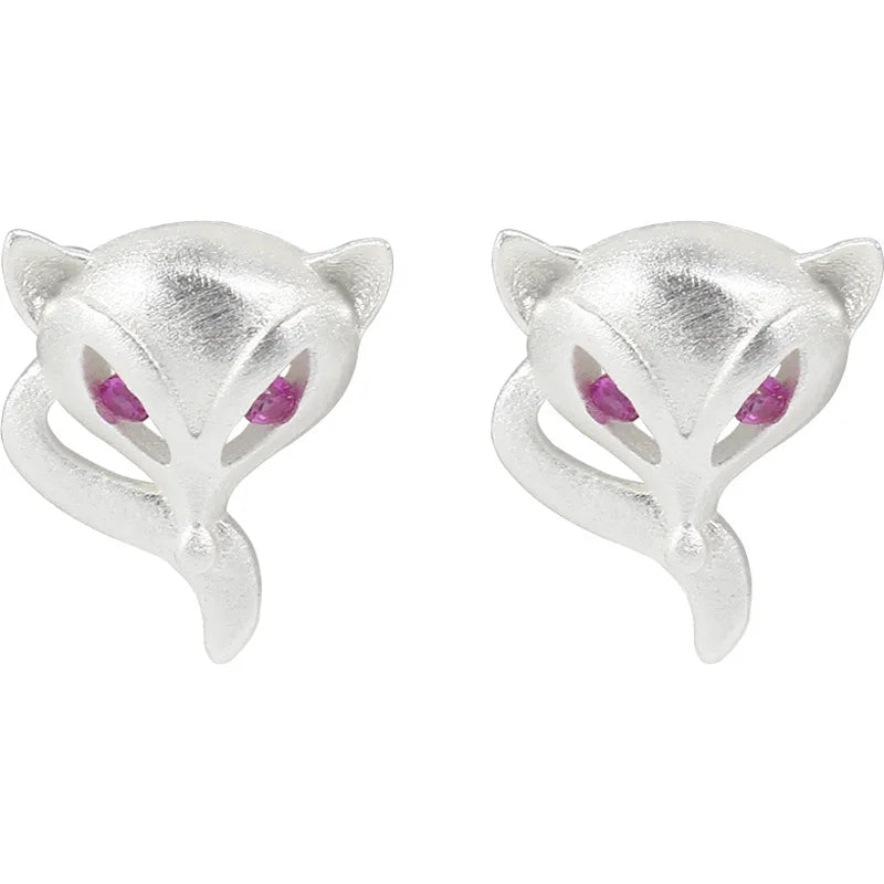 2025 Hot New Fashion 925 Silver Fox Stud Earrings Trendy Animal Pattern Statement Jewelry for Women Girls Gift for Weddings