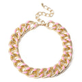 HOVANCI Women Gold Plated Colorful Enamel Collar Jewelry Thick Link Choker Necklace Color Chunky Chain Necklace