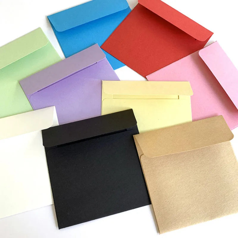 10x10cm Colorful Mini Envelopes Solid Color Bank Card Membership Card Gift Packing Custom Your logo Size Custom Your Design