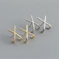 Fine Trendy 925 Sterling Silver 18k Gold Plated X-shaped Diamond Zircon Stud Earrings for Women