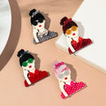 New Trend Simple Bow Bun Hair Girl Wearing Glasses Women's Acrylic Plating Engagement Wedding Gift Party Brooch