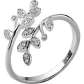 Trophy Suit Trendy Gold Leaf Cluster Ring 925 Pure Silver for Women Stylish Engagement Suit for Wedding and Party