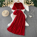 One Size SUIT Waist Slimming V-neck Short Sleeved Top+high Waisted Skirt Two-piece Set