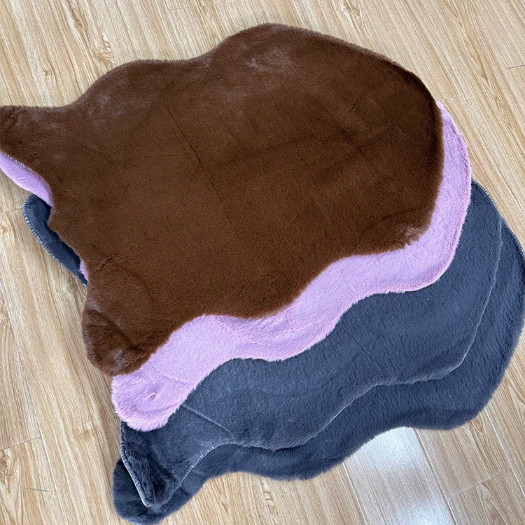 Promotional Price on 60*90cm Brown Grey Pink Soft Fuzzy Warm Anti-Slip Carpet Floor Mat  Rabbit Fur Polyester Material