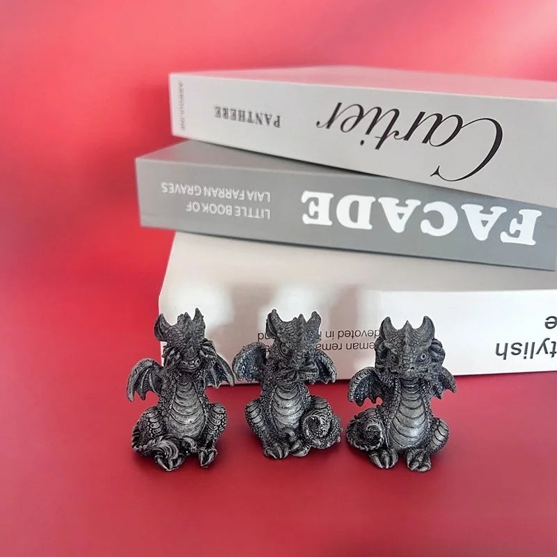 2024 New Cartoon Dragon Ornament DRB020 Silver Little Dragon Ornament Resin Desktop Decorations