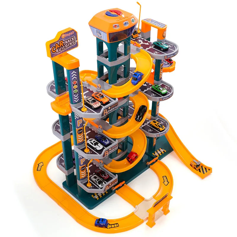 Electric Multilayer Car Parking Lot Track Toy Set Kids DIY Assembly Educational Station Pretend Play Parking Lot Garage Toy Set