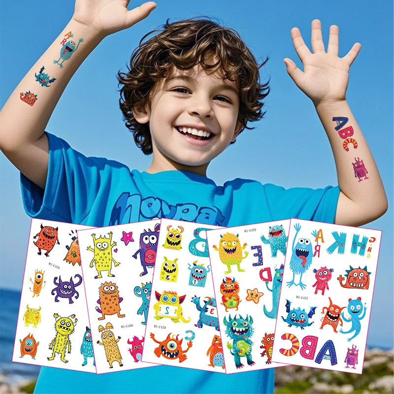 New My Monster Friends Waterproof Temporary Tattoo Stickers Cute Cartoon Paper Stickers for Boys and Girls