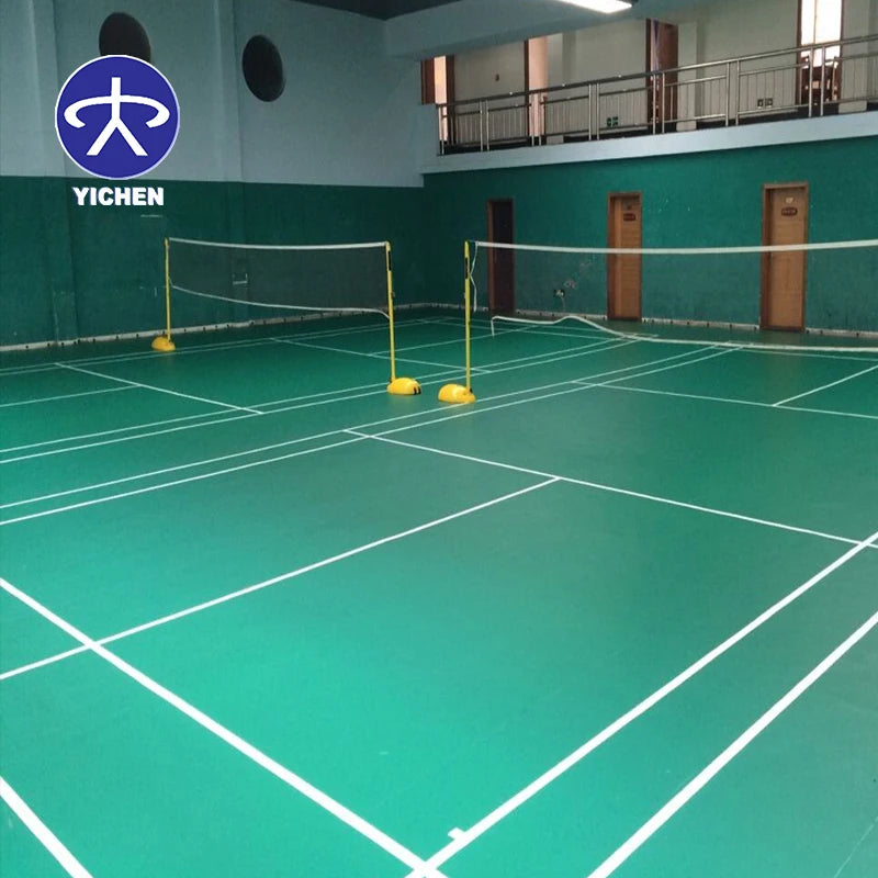Modern Anti-Slip Adhesive PVC Vinyl Flooring Textured Surface 3.5-10mm Thickness 10+ Year Service Life for Indoor Badminton MegaBDM