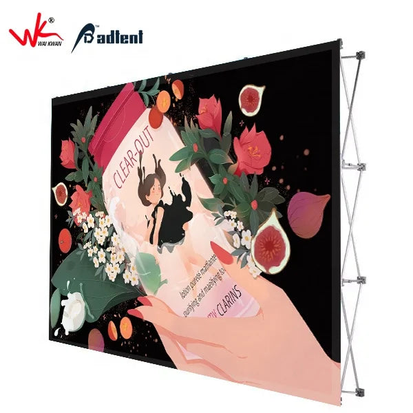 Trade Show Backdrop Stand Tension Fabric Aluminum Frame Custom Pattern Outdoor Display Stage