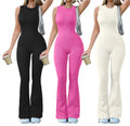 Hot Selling OQQ Sleeveless Crew Neck Seamless Flared Pants Women's Yoga Jumpsuit MegaBDM