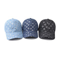 Unisex Thickened Denim Woven Sequin Baseball Cap Street Casual Sports Hat Washed Cotton Sparkles Sequin Baseball Cap With Logo