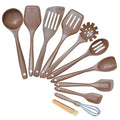 11-Piece Beech Wood Kitchen Utensils Set Chinese All-In-One Non-Stick Cooking Spatula and Spoon Available in Small Large Sizes