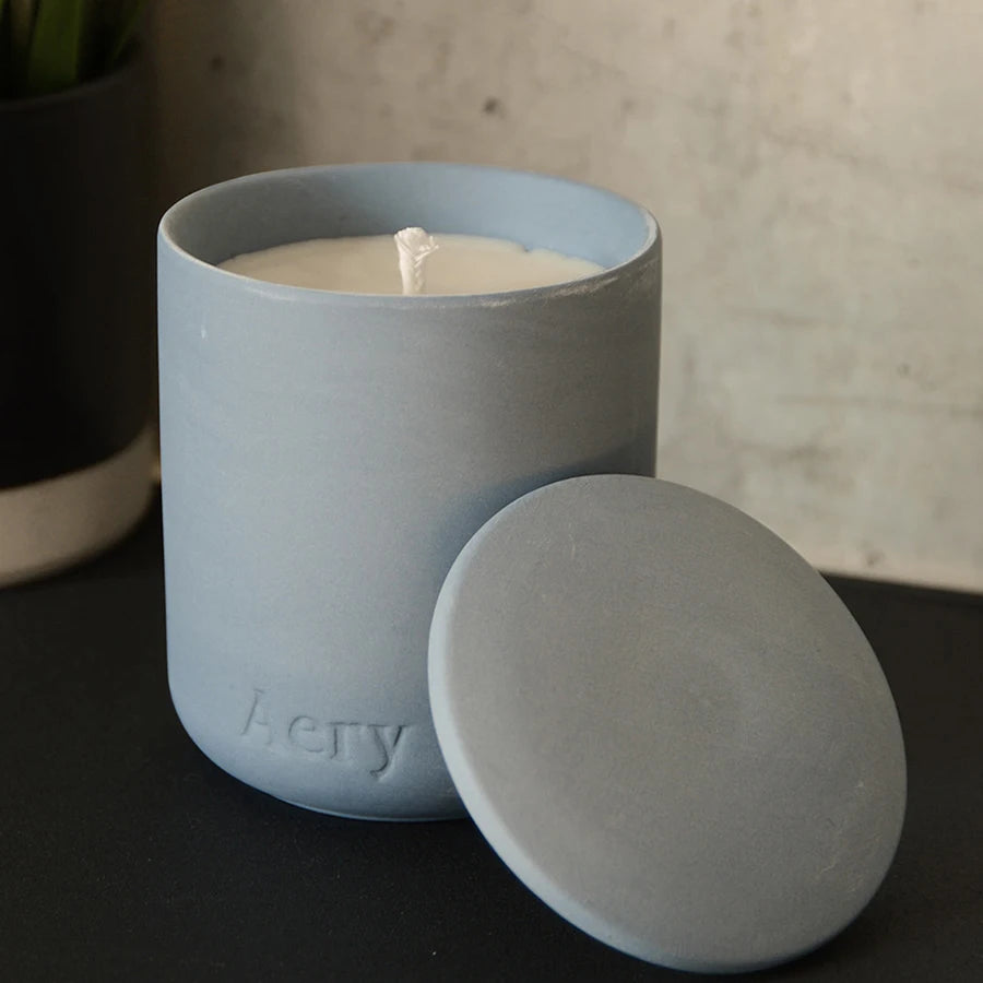 Refined Scented Concrete White Blue Small Pink Matte Handmade Nordic Style Easter Clay Ceramic Candle Jars Lid with Custom Logo