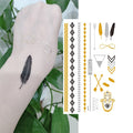Runzio YH001-040 Waterproof Metallic Gold Henna Temporary Tattoo Stickers for Women 148x210mm Lasting 3-7 Days