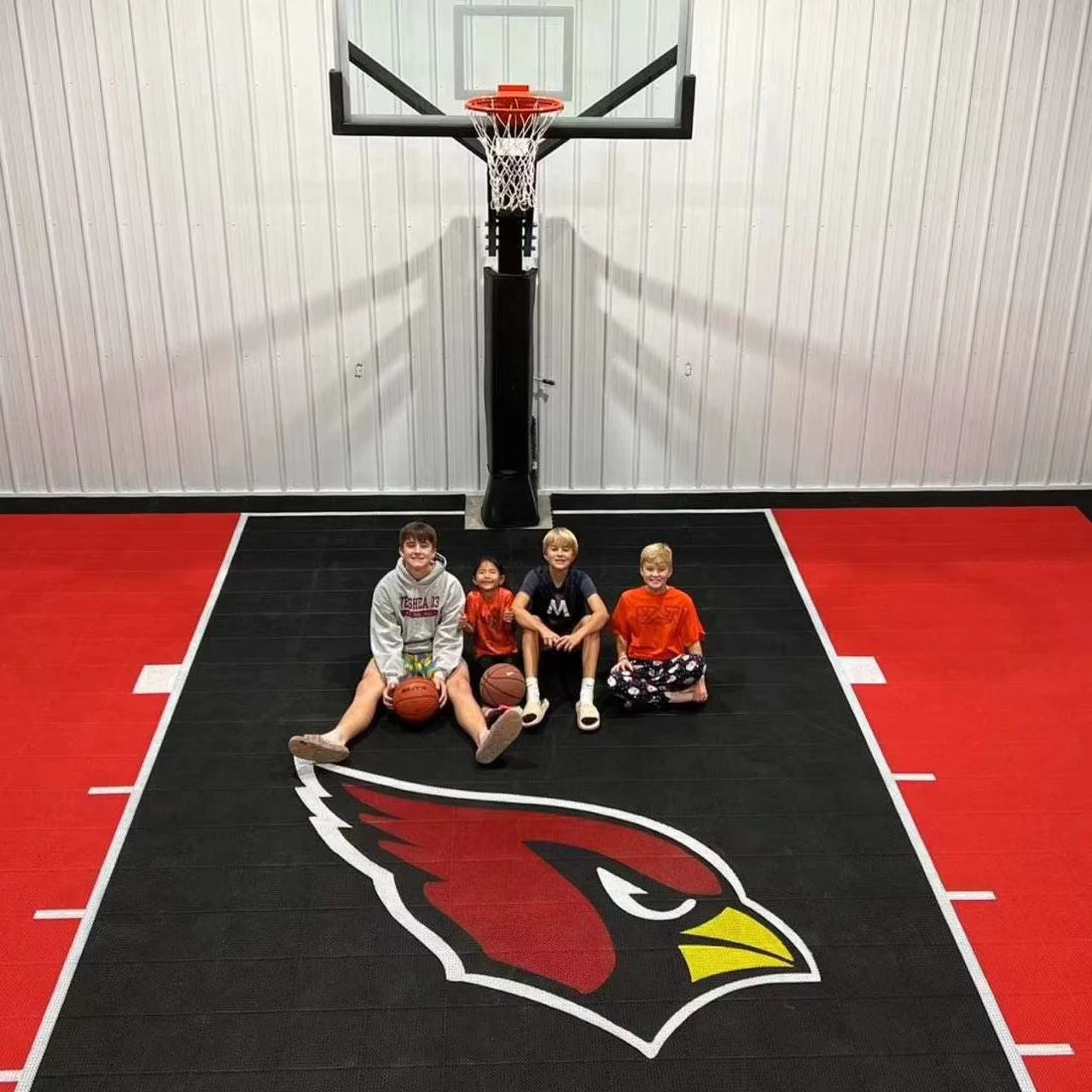 Outdoor Mini Half Basketball Court Backyard Basketball Court Mini Basketball Court Flooring 20 Feet by 20 Feet