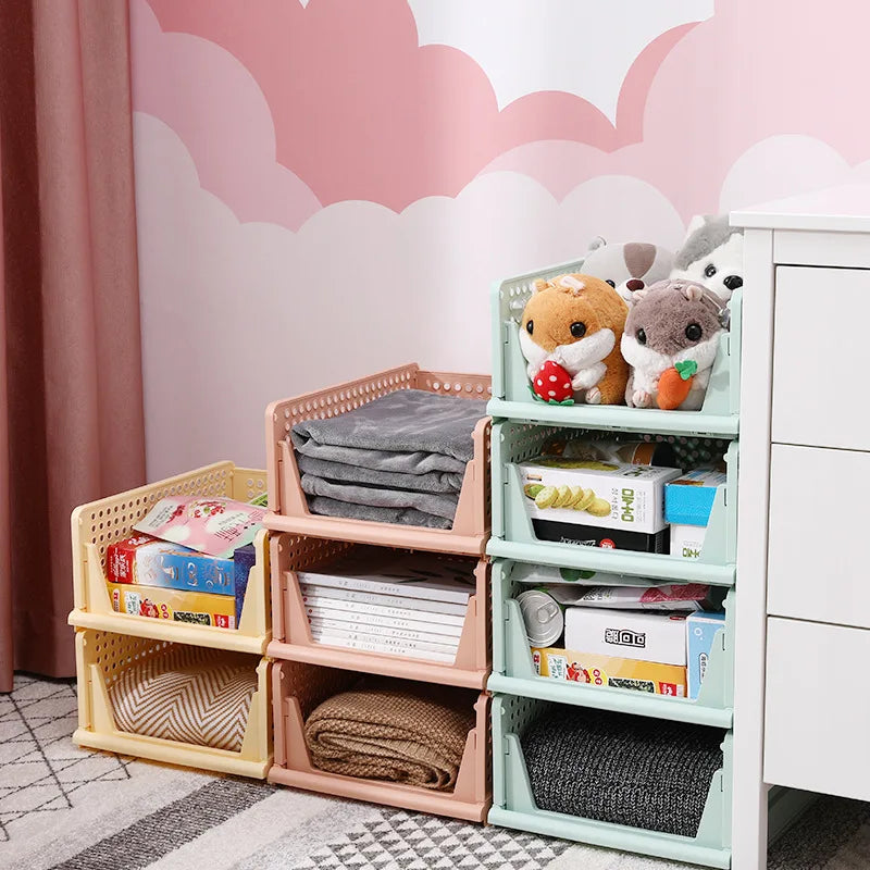 Eco-Friendly Foldable Standing Type Cabinet Layered Partition Drawer Plastic Storage Rack Shelf