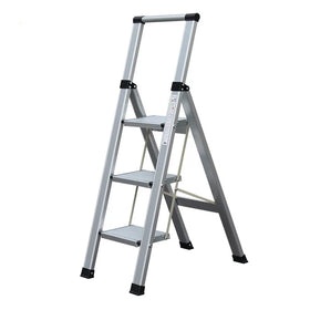 Portable Lightweight Modern Aluminum Alloy Folding Ladder with Ladder Stools 3 Steps 150kg Load Capacity Hotel Use