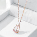 Wholesale New Stainless Steel 18k Gold Plated Opal Diamond Natural Stone Necklace Tulip Flower Necklace