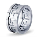 Classic Simple Vintage Men's Ring Retro Style Hollowed Out Fashion Ring with Princess Cut Diamond Inlay Stainless Steel Ring