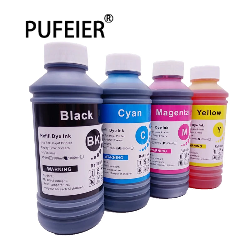 500ML Bottle Refill Bulk Universal Dye Based Ink Compatible for Epson Canon HP Brother Inkjet Printer Printing Dye Ink