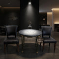 Hot Selling Round Stone Metal Coffee Table Set with 2 Chairs Midcentury Design Forged Iron Frame Home Bar & Dining Table Set