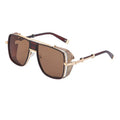 LBAshades 2023 Fashion Men's Flat Top Square Sunglasses Double Bridge Metal Frame Retro Square Steampunk Men Sunglasses