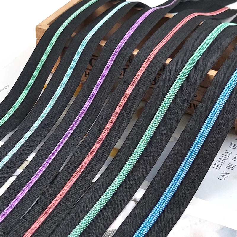 Meetee KY377 ZA155 5# Eco-Friendly Colorful Black Garment Accessory Bag Without Slider Open-Open Nylon Zipper