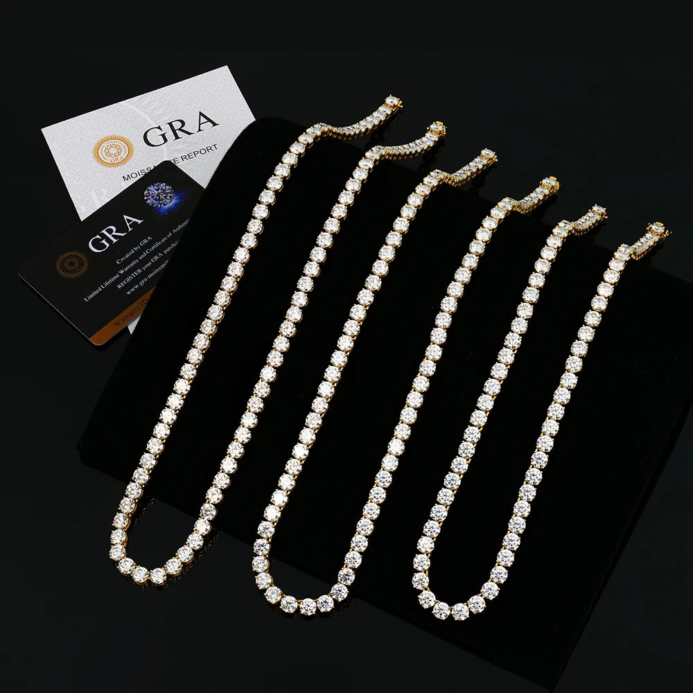Vvs Hiphop Buckle 6mm Cluster Gold Plated Women Tennis 925 Sterling Silver Mossanite Moissanite Diamond Fashion Chains Necklaces