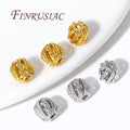 18K Gold Plated Round Spacer Bead Zircon Separators for Jewelry Making DIY Bracelets/Necklace Beads Accessories