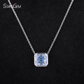 Starsgem Royal Blue Moissanite Asscher Cut 9X9mm S925 Silver Rope Chain Necklace for Women's