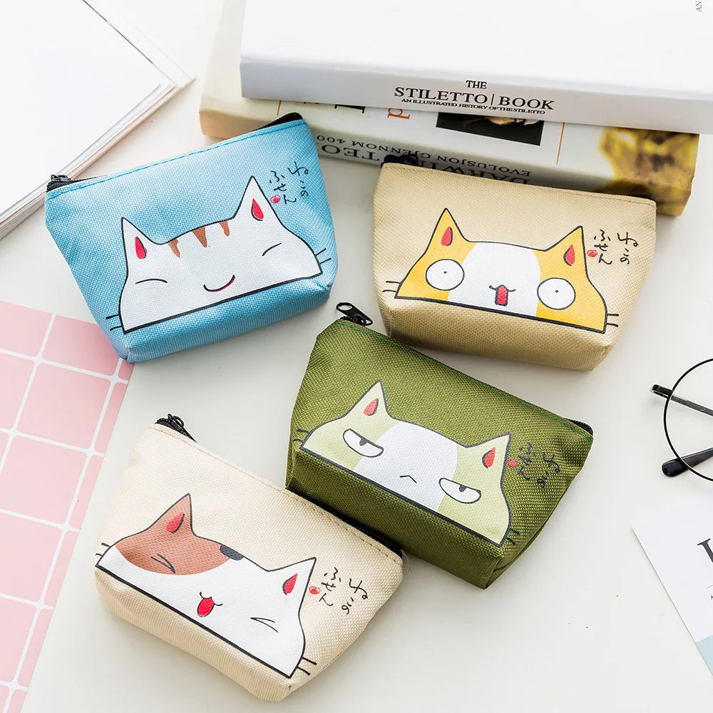 Custom Canvas Fabric Small Zippered Pouch for Women Cute Printed Mini Change Wallet Key Money Bag  Coin Purse