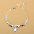 Silver 925 Double Layer Twist Chain Bracelet Fashion 925 Sterling Silver Big Heart Charm Bracelet for Women Jewelry
