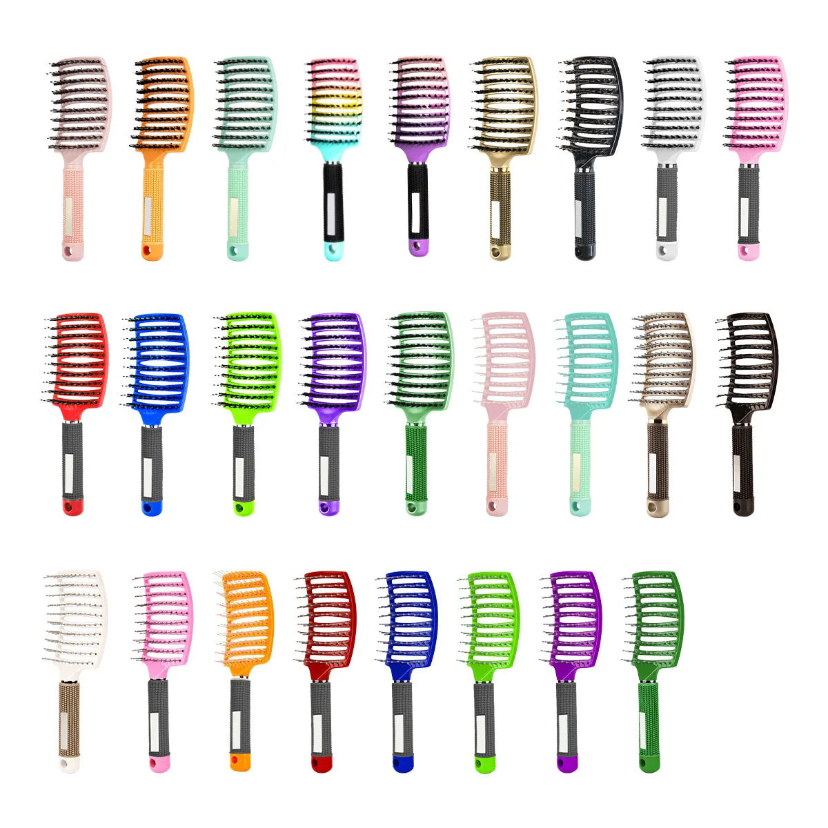 FX-T278 Large Curved Boar Bristle Paddle Brush Home Salon Use for Volume Styling Scalp Massage Oily Hair Grooming & Texturizing