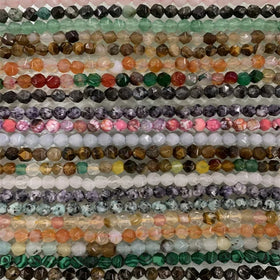 Hui Rui Wholesale 6mm Round Faceted Natural Stone Beads Jasper Agate Quartz Beads Loose Gemstone Beads for Jewelry Making