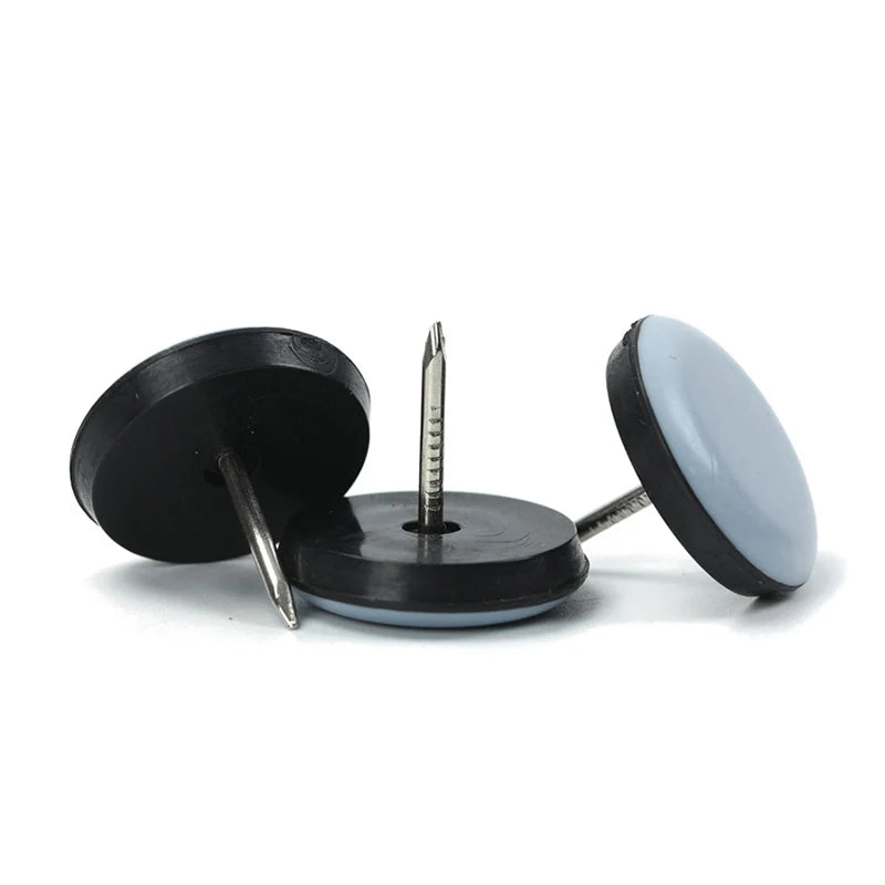 Reusable Rubber Furniture Glides Nail-on PTFE Sliders and Glider Pads Screw Plastic Chair Glides for Long-Lasting Use
