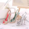 Fashion Trend Red and Blue High Heels Modeling Rhinestone Ring Bag Key Accessories Ornaments  Keychains