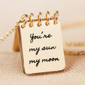 Dainty Stainless Steel Book Letter Pendant Necklace Sun Moon Book Necklace
