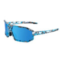 ROCKBROS Water Transfer Colorful Pattern Split Angle Cylindrical Polarized Photochromic Cycling Glasses Sport Outdoor Sunglasses