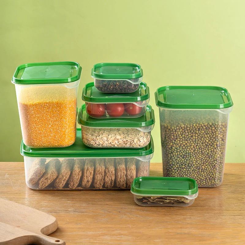 17pcs/set Kitchen Organizer Grains Beans Storage Jar Keep Fresh Food Storage Box Refrigerator Food Sealed Crisper Container