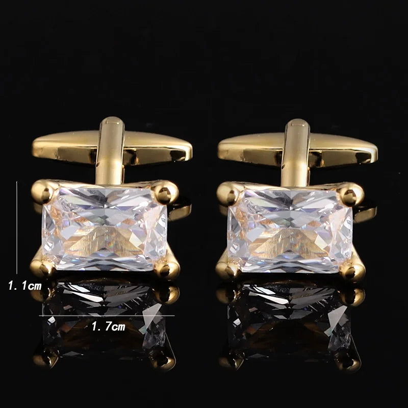 Men's Rectangular Zircon Crystal Cufflinks for Engagement Wedding Gift & Party-Fashion Personality Red